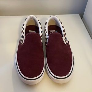 Maroon and blue vans